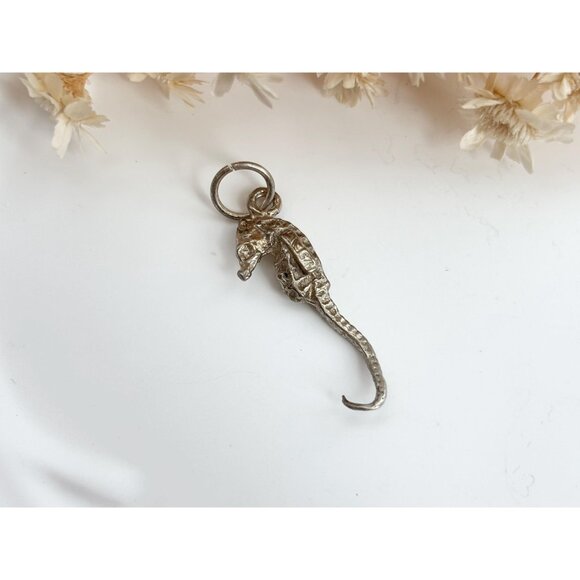 Seahorse Figural Nautical Sterling Silver 925 Vintage Pendant | Charm - Picture 3 of 10